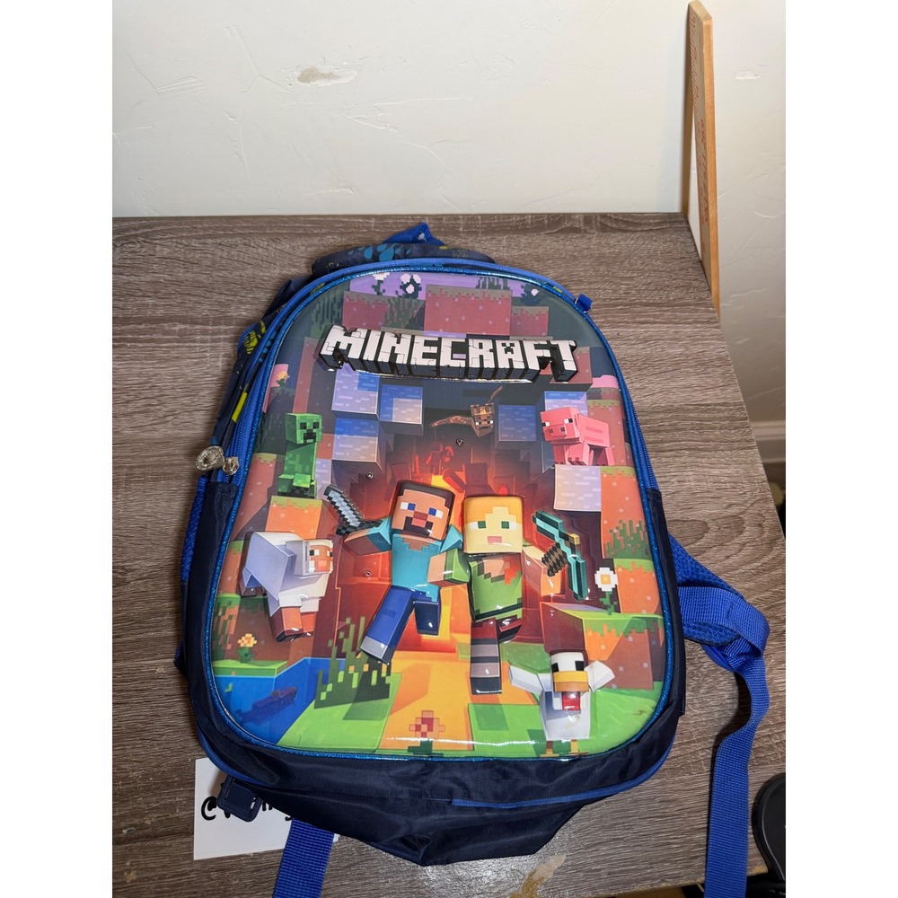 Minecraft Backpack Lunch Bag 2 Piece Set Light Up Graphic Blue